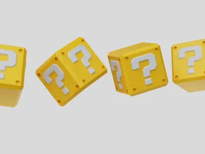 Mario Question Mark Block Cube 3D model