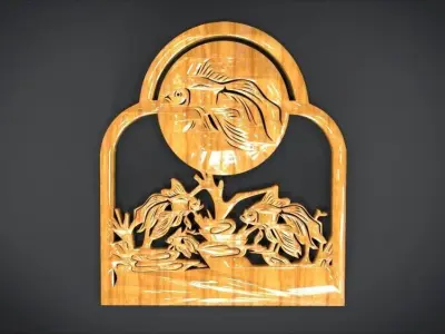 Unique Window Ornament with Fish Ornament motif 3D print model