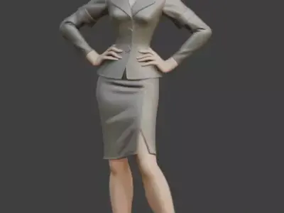1940s Vintage Fashion Stylized 3D Figurine 3D model