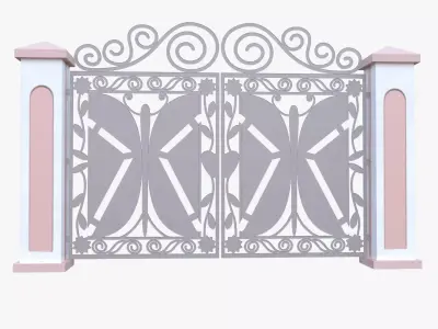Classic Ornamental Iron Gate Low Poly PBR Architectural 3D Model Low-poly 3D model