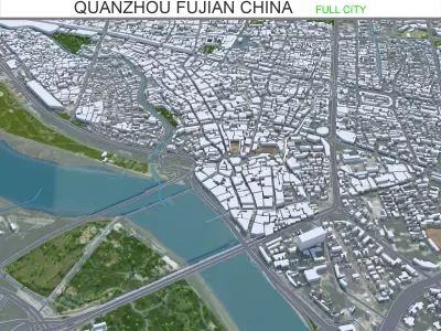 Quanzhou Fujian China 40km AI Low-poly 3D model