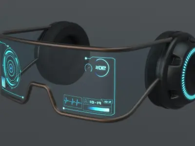 Military sci-fi headset glasses 3D model