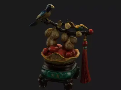 Chinese Golden Peanut Pot  figure Low-poly 3D model