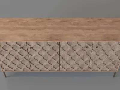 Jaylon 4 Door Buffet Grey 3D model