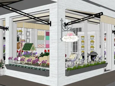 Florist floor plan of studio apartment 3D model