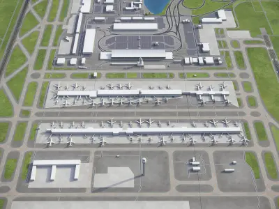 Washington Dulles International Airport - IAD Low-poly 3D model