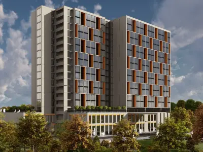 3D model of hotel and restaurant complex with interior 3D model