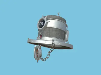 Steampunk Hat 08 Gray Steel - SciFi Character Design Low-poly 3D model