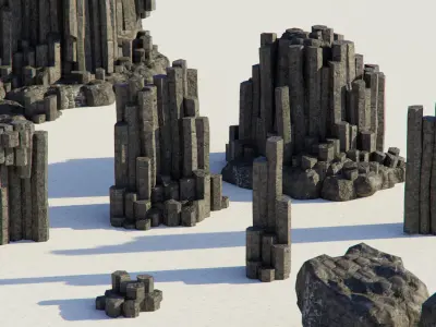 Basalt Columns and Rocks Kit PBR - Natural  Low-poly 3D model