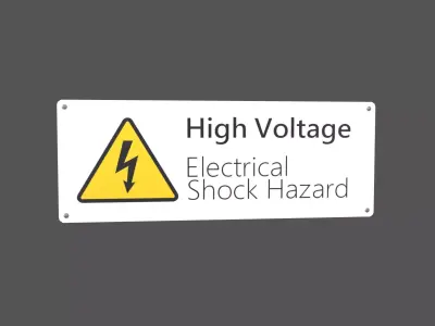 High Voltage English Version Sign v1 001 Low-poly 3D model