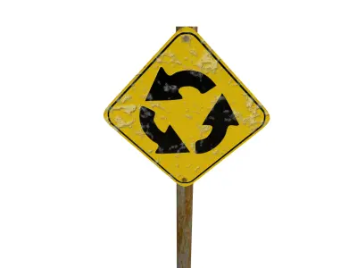 Rounabout Ahead Traffic Sign 3D model