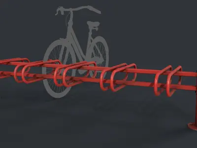 Bike Rack 10 PBR Game Ready Low-poly 3D model
