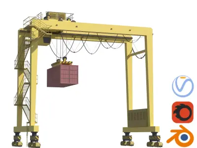 Container RTG Gantry seaport crane 3D model