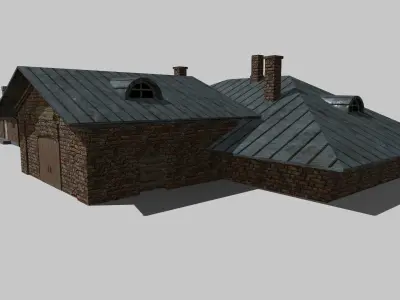 Abandoned Brick Buildings Low-poly 3D model