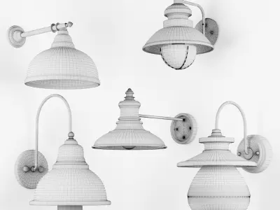 10 barn outdoor lights Low-poly 3D model