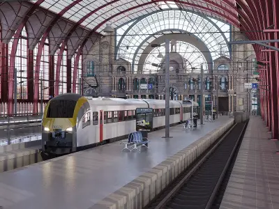 Antwerp Central Station Low-poly 3D model