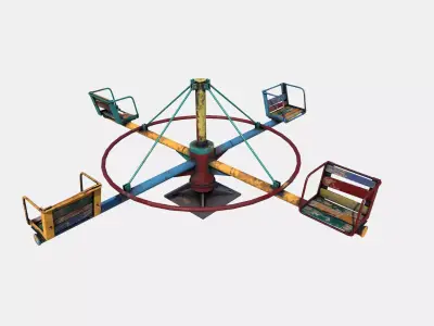 Old Colorful Carousel Low-poly 3D model