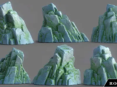 Cartoon  Stylized  Rock  Collcetion Low-poly 3D model