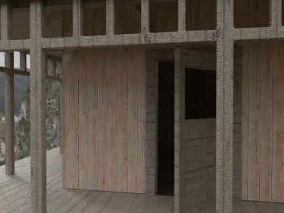 Old Wooden House - Detailed Interior Low-poly 3D model