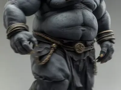 Massive Elephant Warrior Anthropomorphic GiantTusks Low-poly 3D model