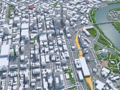 Winnipeg Downtown Manitoba Canada Low-poly 3D model