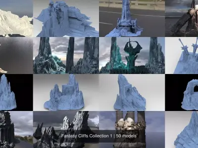 Fantasy Cliffs Collection 1 3D Model Pack