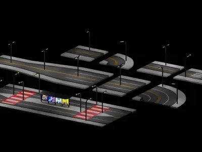 low Poly Road pack Low-poly 3D model