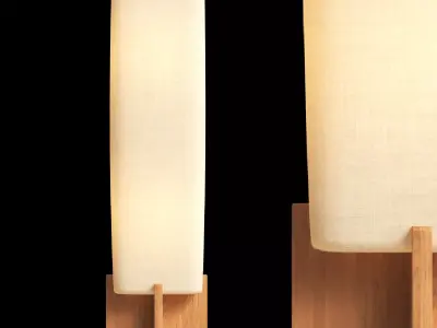 Toro Wood Floor Lamp with Woven Shade 3D model