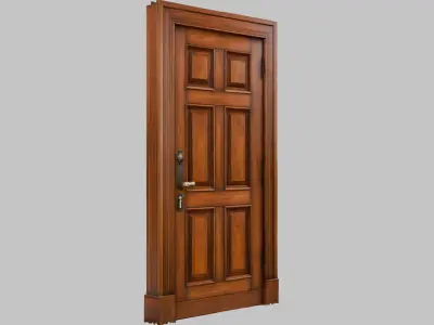 Elegant Wooden Door Low-poly 3D model