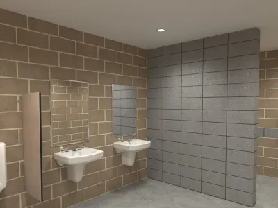 Public Building-005 Restroom with Interior 3D model