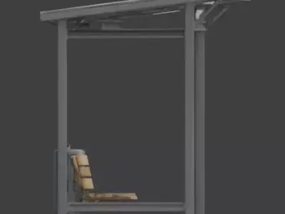 Urban Bus Stop Station 3D Model Low-poly 3D model purchase