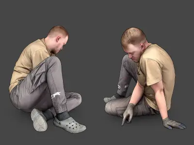 Worker Sitting on the Floor 3D model