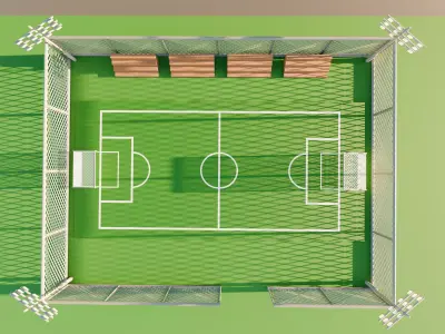 Stylized Low Poly Style Street Soccer Field   3D model