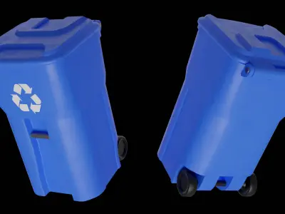 Recycling Bins - Multiple Colors Low-poly 3D model