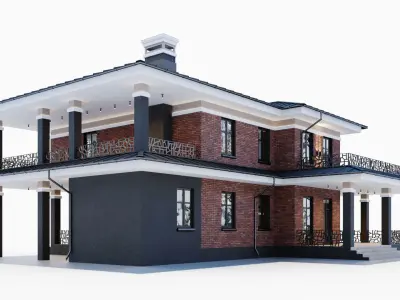 Modern two-storey house 3D model
