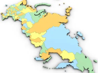 3d Political Map of Russia 3D model