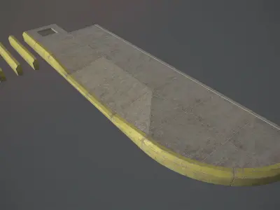 Sidewalk - Modular Set 4 with Yellow Curb Low-poly 3D model