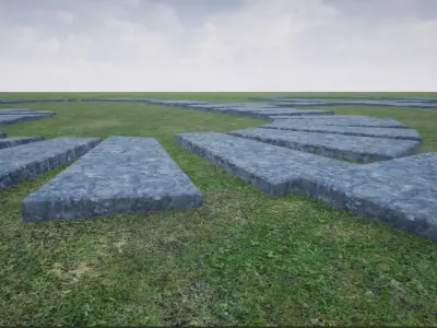 wooden and stone walkway Low-poly 3D model