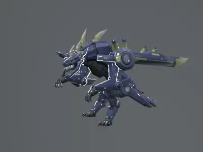 Mecha Dog Fantasy Low-poly 3D model