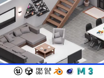 Room 37 Low-poly 3D model