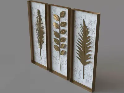 Deco 79 Contemporary Metal Leaves Wall Decor 3D model