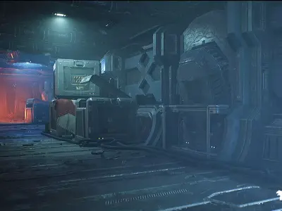 Sci-Fi Futuristic Corridor Low-poly 3D model