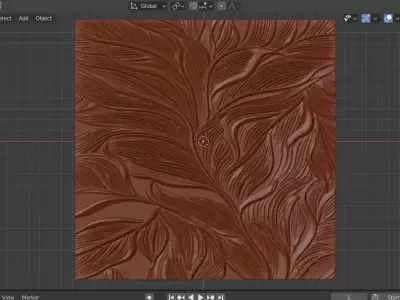 Modern floral Relief Panel Wall Decor Set STL Mural CNC 364 3D model