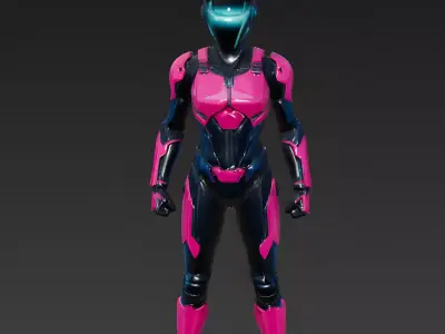 The Neon Vanguard Cyber-Pink Suit 3D Model Low-poly 3D model