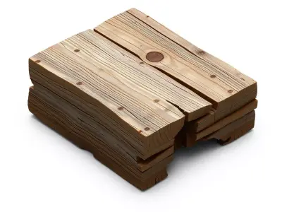 Rustic Wooden Pallet Boards Stack Low-poly 3D model