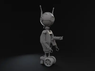Cute rigged little robot Low-poly 3D model