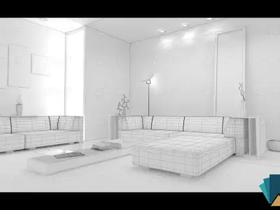 Modern Living Room 3D model
