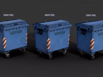 Street Trash Bin  Low-poly 3D model