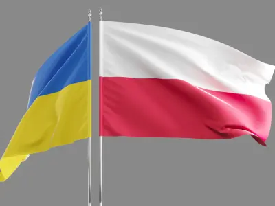 Flag Poland Ukraine Support 3D model