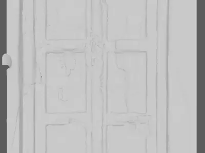 The structure of the old wooden door of the Indian street 3D model